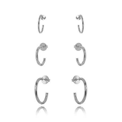 Brinco Semijoia Trio Argolas Lisas