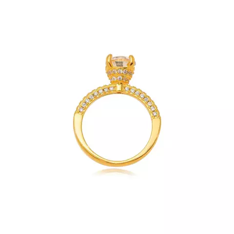 Anel Semijoia Solitário Cravejado