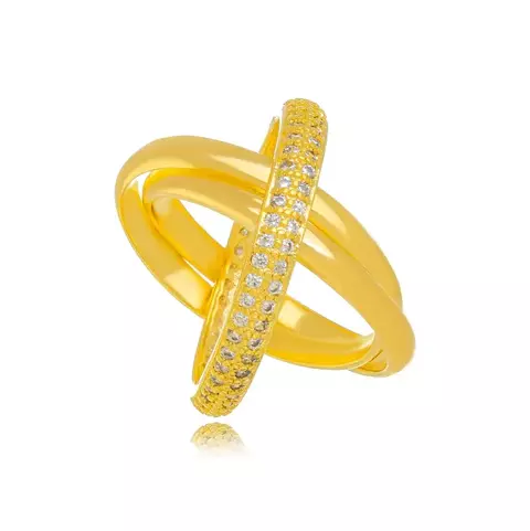 Anel Semijoia Triplo Entrelaçado Micro Zircônia