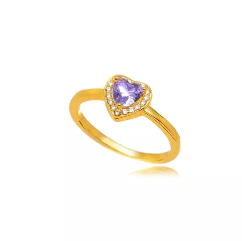 Anel Semijoia Coração Cravejado