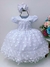 Vestido Infantil Branco Peito Com Strass e Pérolas Bolinhas Tamanho:3