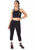 Conjunto Fitness Academia Cropped Preto + Calça Fitness Preto Com Detalhe Rosê e Branco R na internet