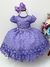 Vestido Infantil Lilás Peito e Cinto de Strass Bolinhas