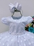 Vestido Infantil Branco Peito Com Strass e Pérolas Bolinhas Tamanho:3 na internet