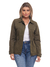 Blusa Feminina verdemilitar Com Fecho Botão e Zíper - comprar online