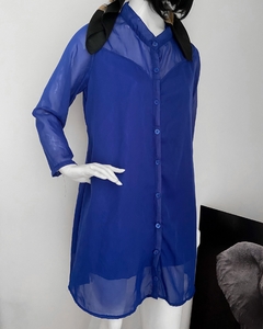 Camisa alongada azul - comprar online