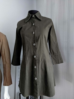 Camisa alongada verde militar - loja online