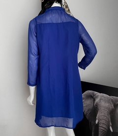 Camisa alongada azul - Brechó Flash Back