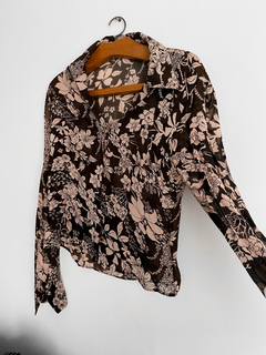 camisa marrom floral - comprar online