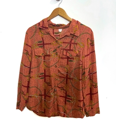 camisa floral terracota - loja online