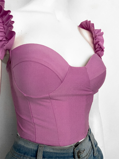 Cropped lilás babado - loja online