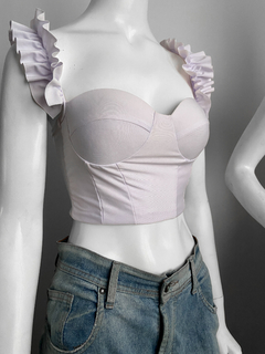 Cropeed branco babado - loja online