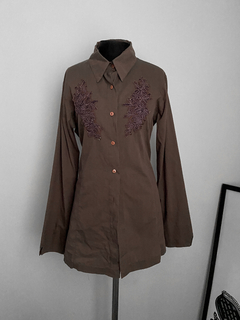 Camisa verde militar bordada - Brechó Flash Back