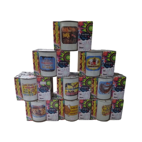 Caneca De Porcelana Decorada Chocolate Sf Frases Diversas Porcelanas