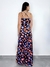 VESTIDO LONGO BRUNA TRÊS MARIAS - FUNDO PRETO COM ANIMAL PRINT COLORIDO - Fagus Boutique