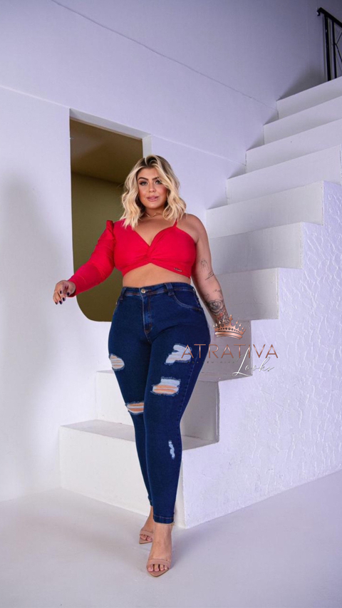 CALÇA JEANS PLUS SIZE CINTA MODELADORA
