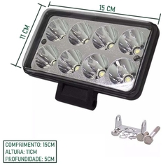 FAROL MILHA 8 LED 48W RETANGULAR CAMINHÃO CAMINHÃO TRATOR - comprar online
