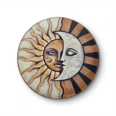 Mantel para plato decoración de mesa vinipiel lavable Sol y Luna