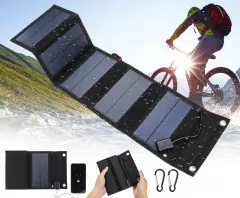 Carregador Solar Portátil (JMUYTOP) – Power Bank 10w com 5 Painéis Solares.