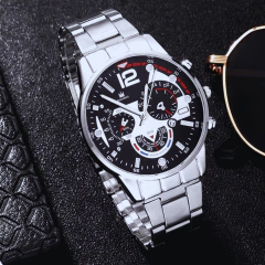 Relógio Quartzo Masculino (GENEVA) com Pulseira Prata - comprar online