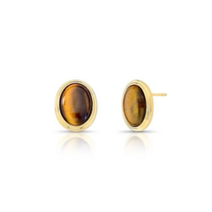 BRINCO COM CRISTAL OVAL OLHO DE TIGRE BANHADO A OURO - comprar online