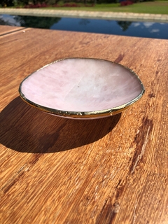 Bowl Quartzo Rosa Borda Ouro M