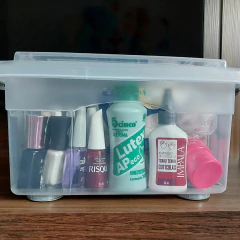 Kit 2 Organizador Plástico 4,30 Litros Jogo 2 Caixa Organizadora Média 4300ml Conjunto Organizador De Cosméticos e Papelaria Caixa Top Stock Sanremo