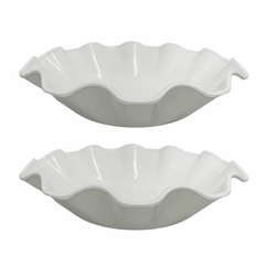 Kit Com 2 Fruteiras de Melamina Premium Branca 1,50 Litros Jogo Com 2 Tigela Centro de Mesa Decoração Para Cozinha 28,00 cm Bestfer - Donna Casa