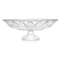 Fruteira De Mesa Toffe Recipiente Organizador De Frutas Centro de Mesa Vidro Cristalino Incolor Gourmet Decorado Alta Com Pé 33 cm Em Casa Tem na internet