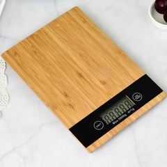 Balança Digital De Cozinha Multifuncional 5kg Com Tampo de Bambu Balança Doméstica Retangular Fitness Confeitaria e Culinária Visor LCD Grande Cim