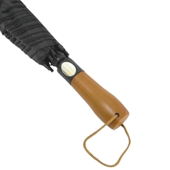 Guarda-Chuva Preto Automático Reforçado Sombrinha Resistente Ao Vento Forte Extra Grande Tamanho Família Com Cabo de Madeira Reto 124cm Vale - loja online