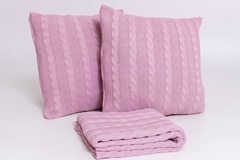 Manta sofá Tricô Pezeira cama Queen com 2 capas de almofadas - Charmin Decorações 