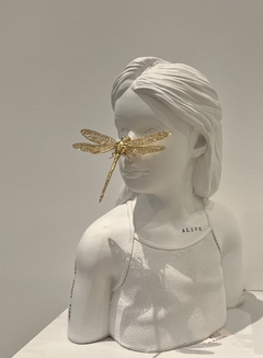 Escultura Busto Menina Libélula | branca