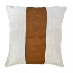 Almofada Linho com Couro Central 55x55