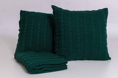 Manta sofá Tricô Pezeira cama Queen com 2 capas de almofadas