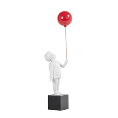 Escultura Menino com Balão Vermelho