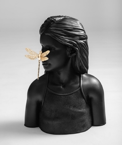 Escultura Busto Menina libélula / Preta