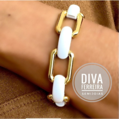 Pulseira Elos Branco e Dourada - comprar online