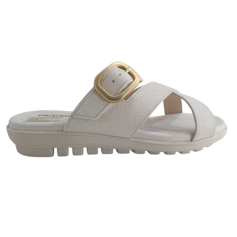 Tamanco Piccadilly Trançado com Fivelas Off White 5230161