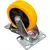 Imagen de KIT 4 ruedas PVC 2 giratorias con freno 2 fijas 100 mm x 32 mm 520kg color naranja base acero Vabenne Doble rodamiento Ideal mueble carro carrito