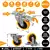 KIT 4 ruedas PVC 2 giratorias con freno 2 fijas 100 mm x 32 mm 520kg color naranja base acero Vabenne Doble rodamiento Ideal mueble carro carrito en internet