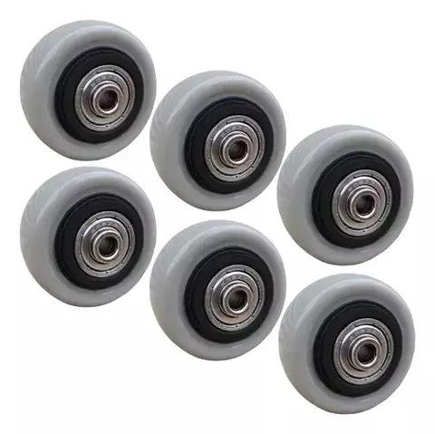 KIT 6 ruedas PVC 50 mm x 23 mm 50kg color gris Doble rodamiento Doble rulemán Buje de acero Ideal mueble carro carrito