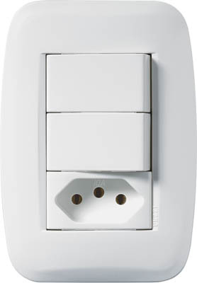 2 Teclas + Tomada 2P+T Com Placa - 250V