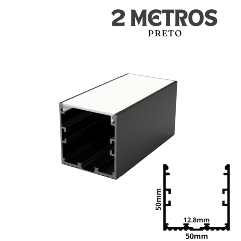 PERFIL DE ILUMINACAO SOBREP 50X50MM PRETO 2M ALP11
