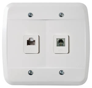 1RJ 11 + 1RJ 45 Moldura e Conector 4x4 Com placa