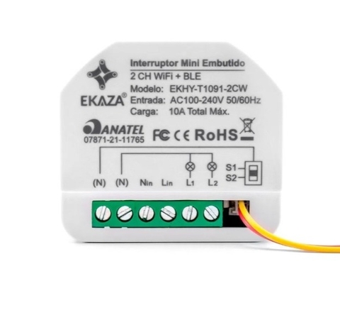 Interruptor Mini Módulo Embutido 2CH WIFI