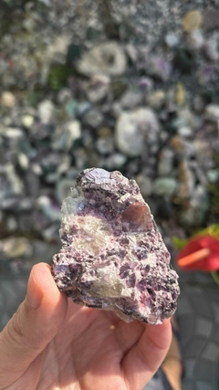 Lepidolita com Inclusão de Turmalina Rosa e Cristal - Peça para Colecionador - loja online