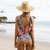 Body estampado floral com decote