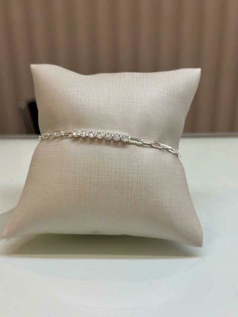 Pulseira Correntaria Cartier com detalhe em Riviera laminada cristal