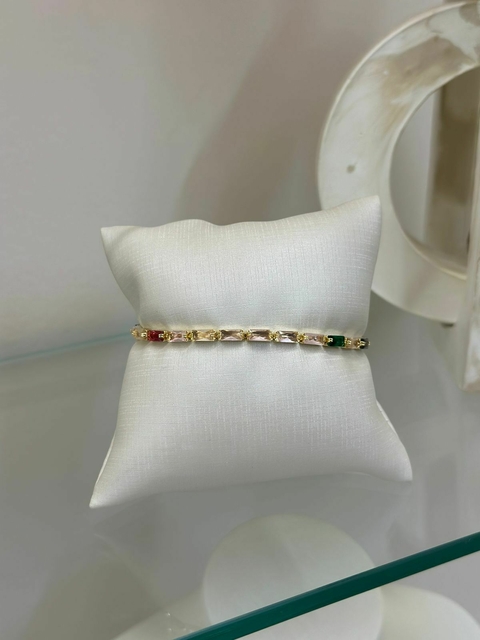 Pulseira riviera baguete multicolorida